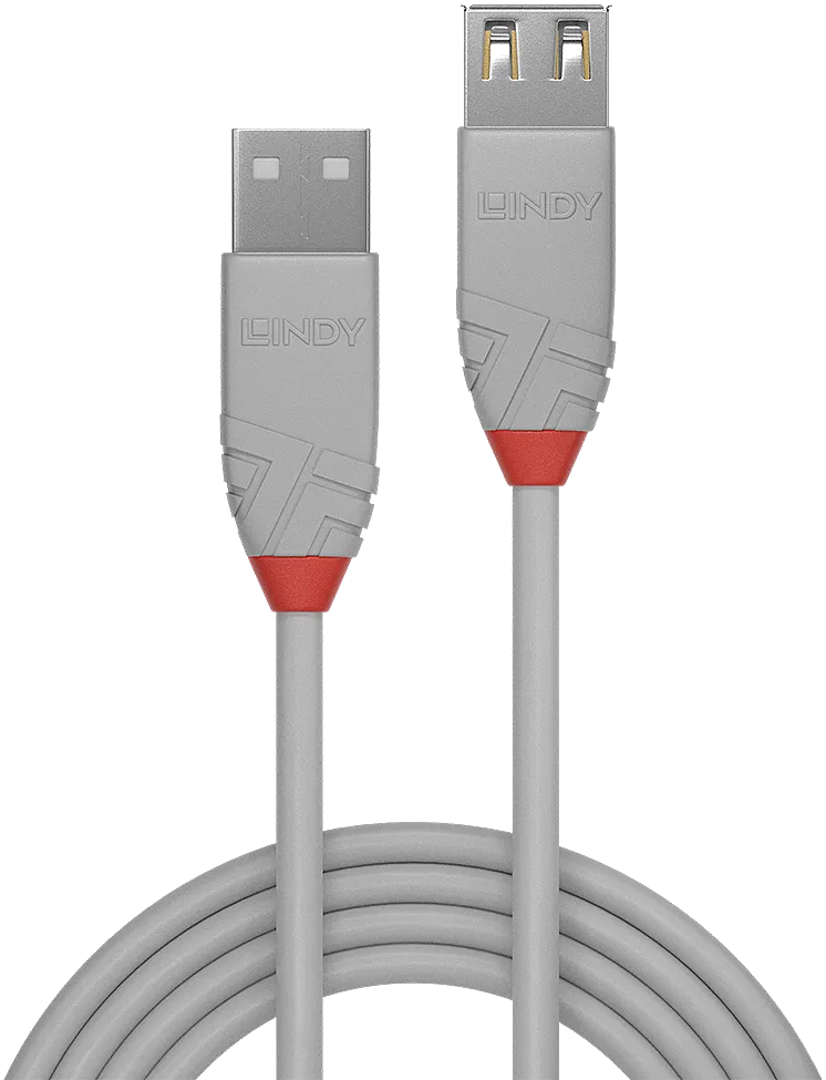 Rallonge USB 2.0 Lindy - 5m M/F (Gris)