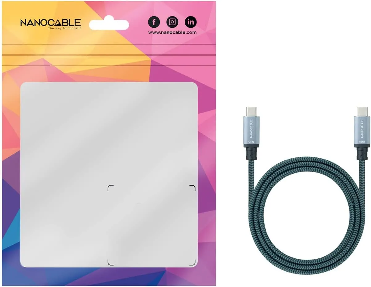 Câble Nanocable USB-C 3.2 M/M 2m 100W (Gris)