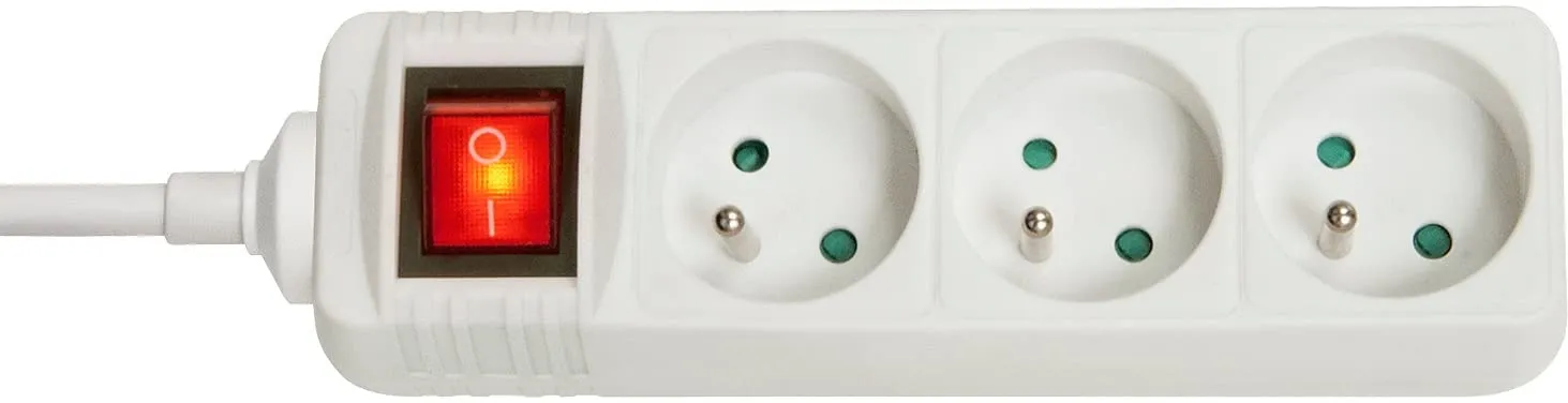 Multiprise 3 prises Lindy + Interrupteur 1.50m (Blanc)