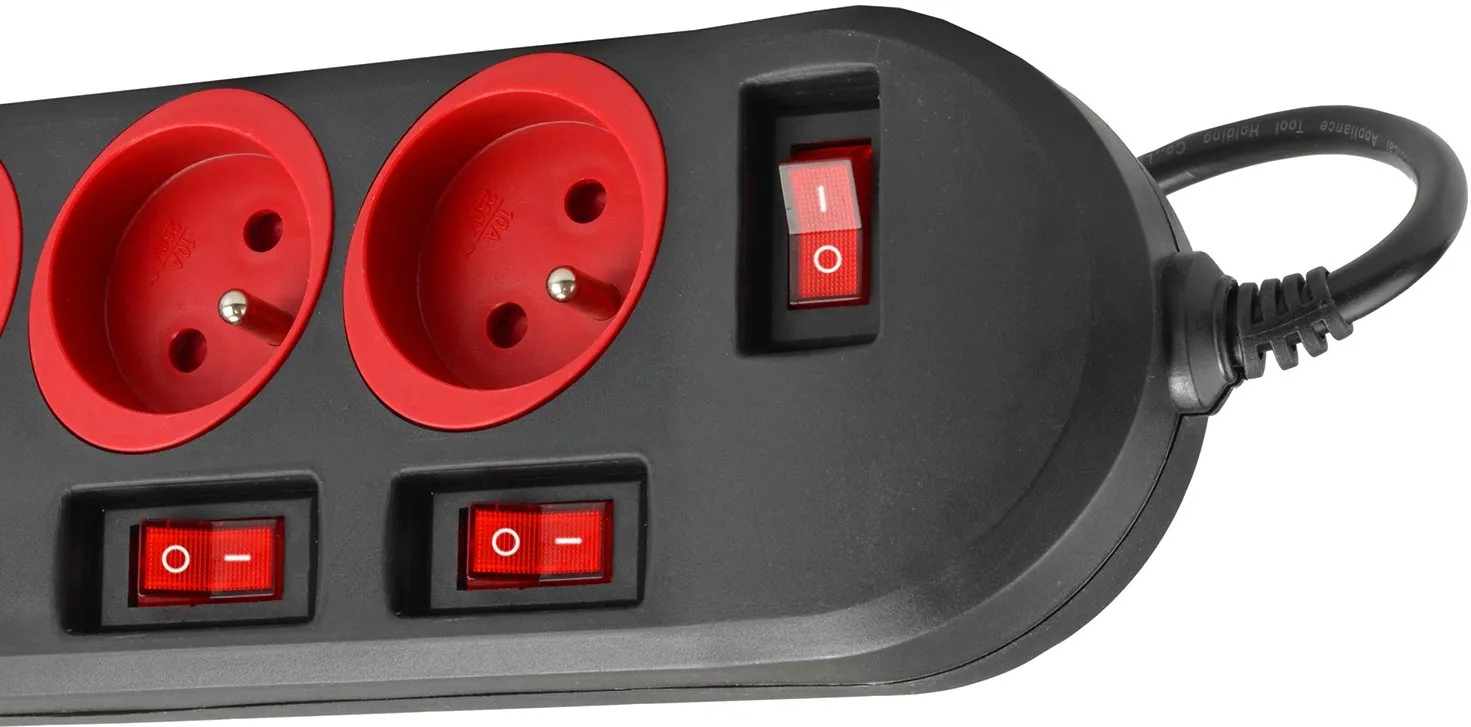 Multiprise 5 prises Maclean MCE204 + Interrupteurs 1,50m (Noir)