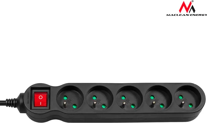 Multiprise 5 prises Maclean MCE185 + Interrupteur 5m (Noir)