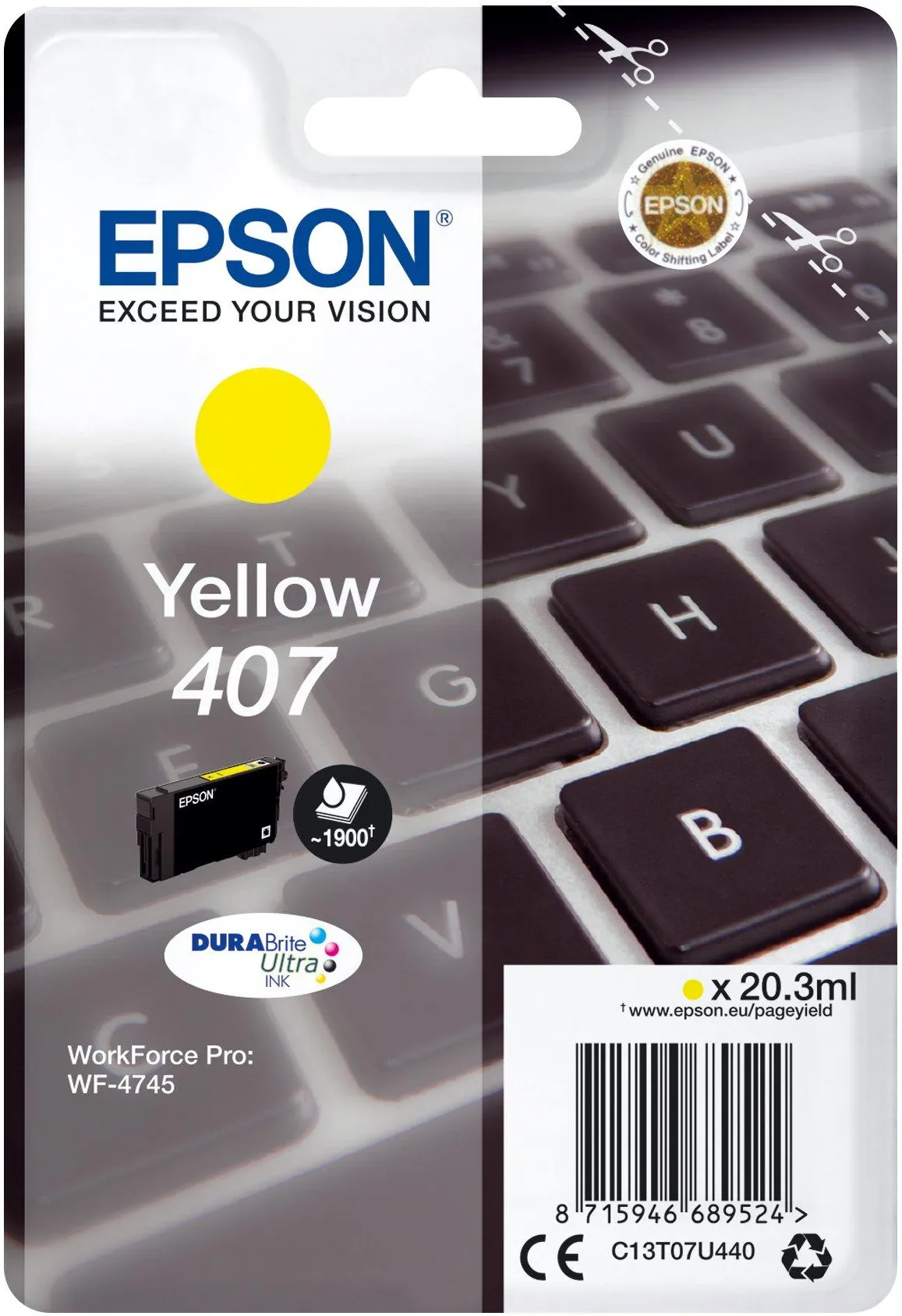 Cartouche d'encre Epson Clavier 407 (Jaune)