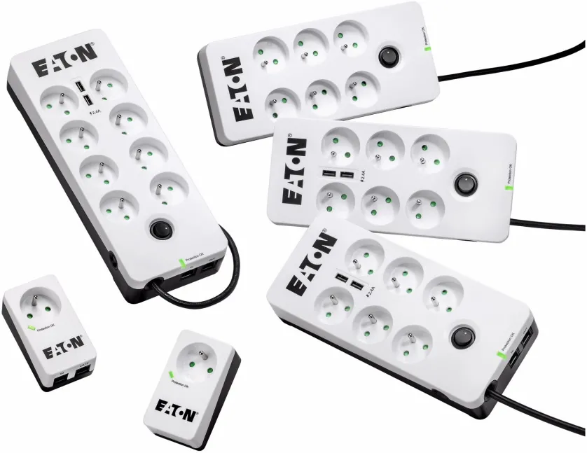 Multiprise Surtension Eaton Protection Box 6 prises + USB (Blanc)