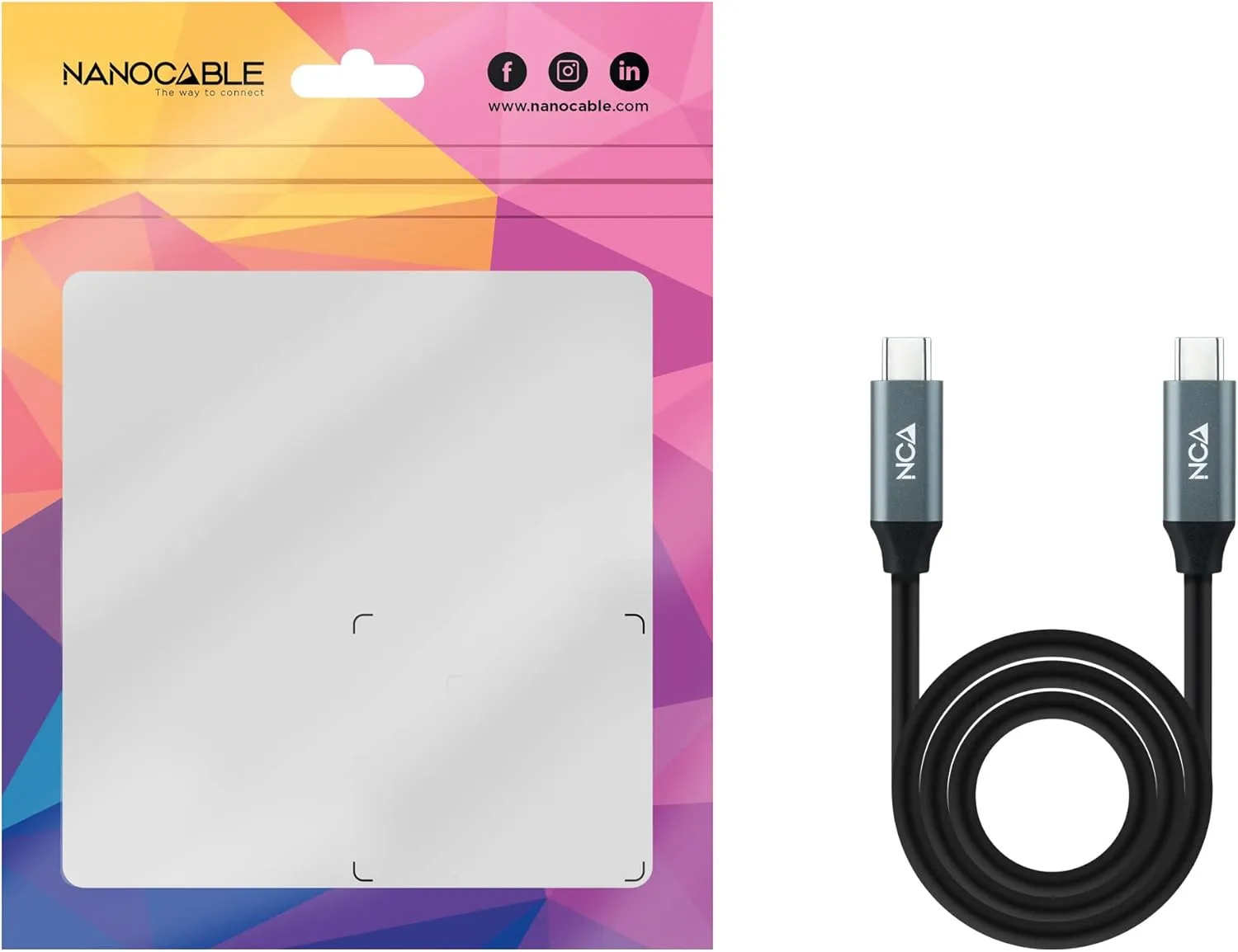 Câble Nanocable USB-C 3.2 M/M 2m 100W (Noir/Gris)
