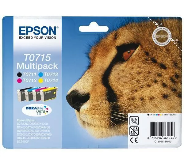 Pack 4 cartouches d'encre Epson Guepard  T0715
