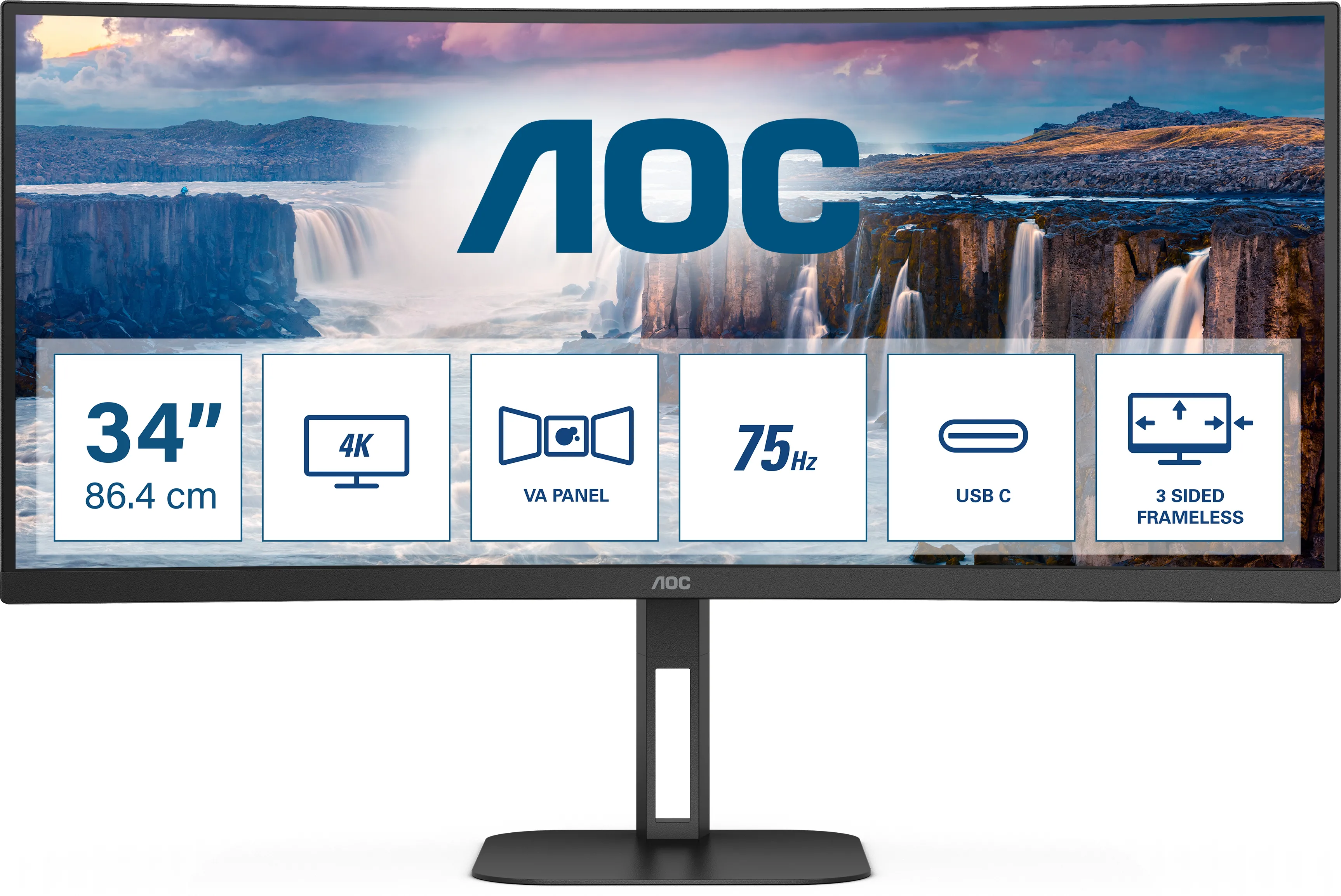 Ecran incurvé 34" AOC V5 CU34V5C UWQHD 100Hz (Noir)
