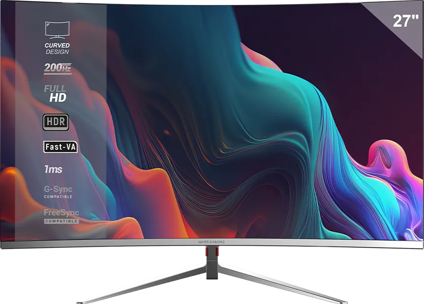 Ecran incurvé 24" Mars Gaming MV-27C Full HD 200Hz (Blanc)