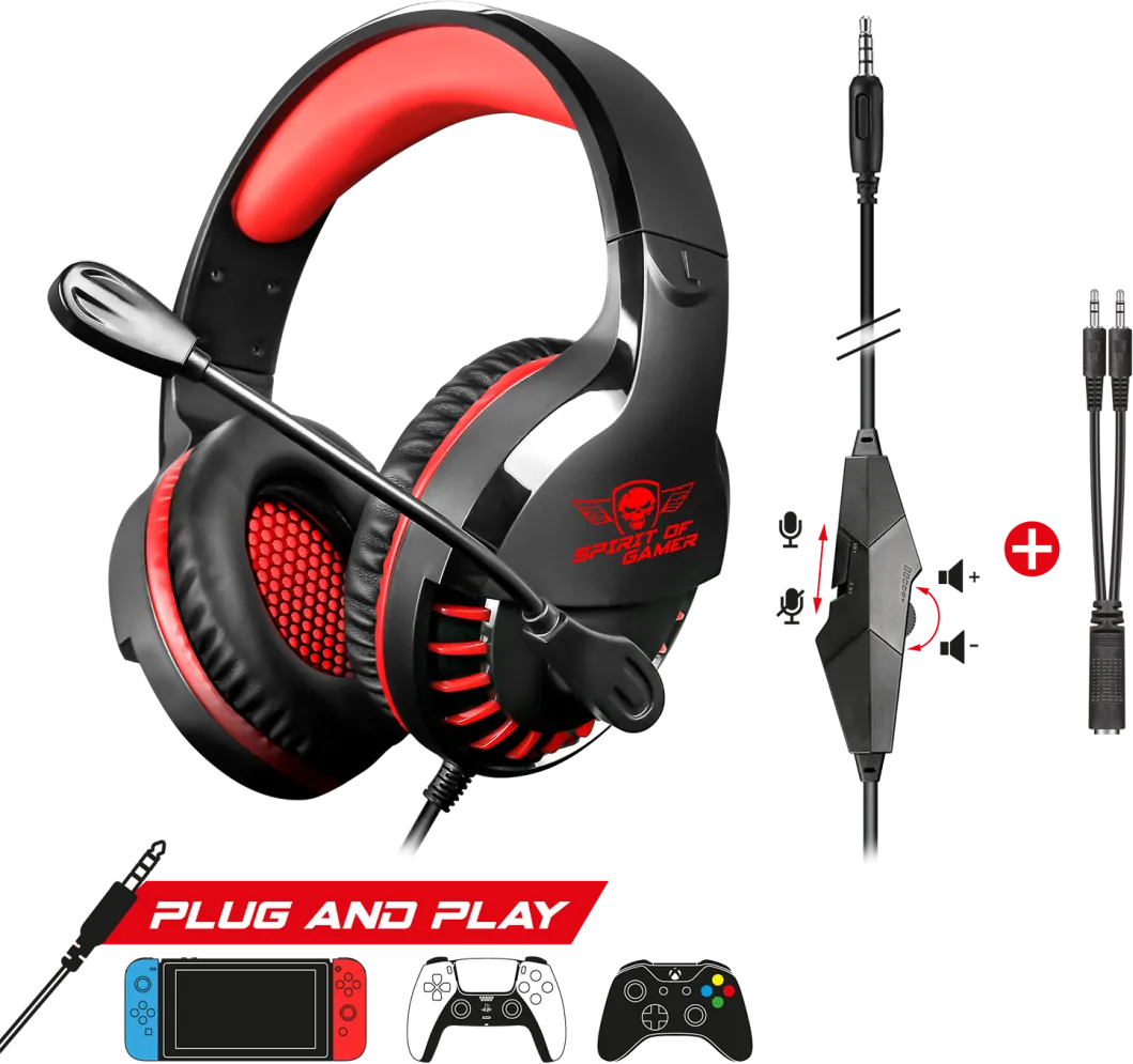 Casque Gamer filaire Spirit of Gamer Pro-H3 (Noir/Rouge)
