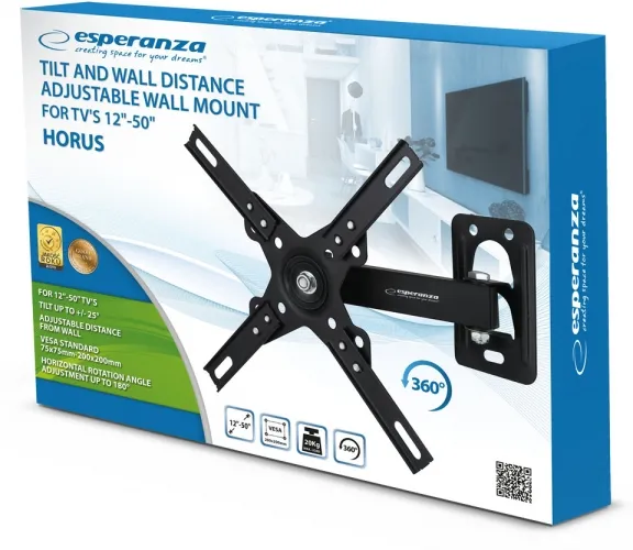 Support écran mural Esperanza Horus de 12" à 50" (20kg max)