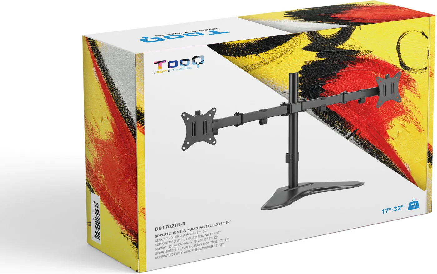 Support double-écran à poser Tooq DB1702TN 17"-32" (9kg max) (Noir)