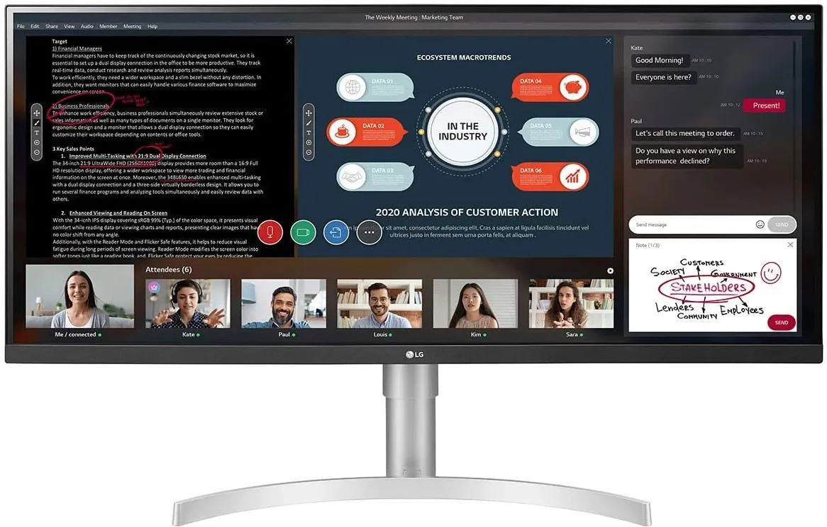 Ecran 34" LG 34WN650-W UWFHD (Noir/Gris)