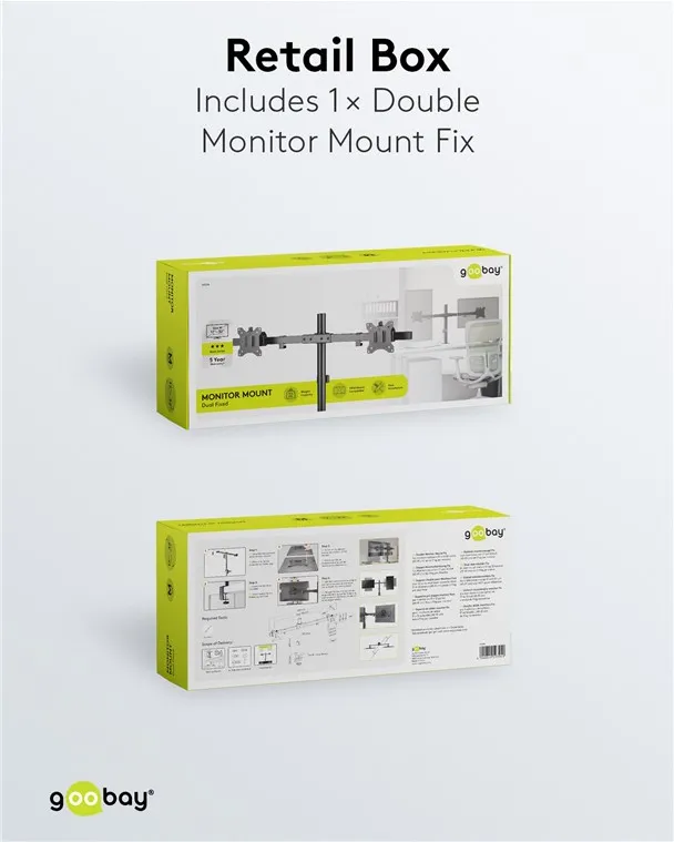 Support double-écran à fixer Goobay 17"-32" (9kg max) (Noir)