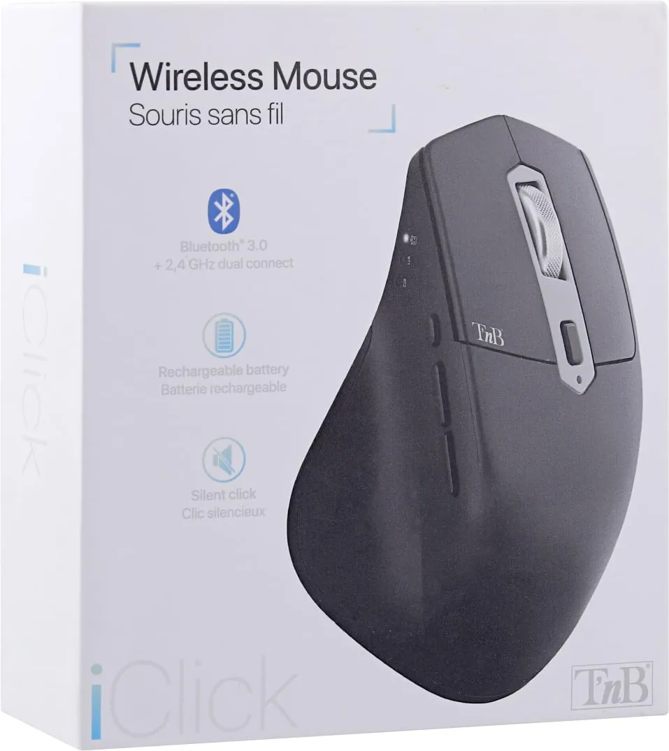 Souris sans fil semi-ergonomique T'nB Dual Connect iClick (Noir)