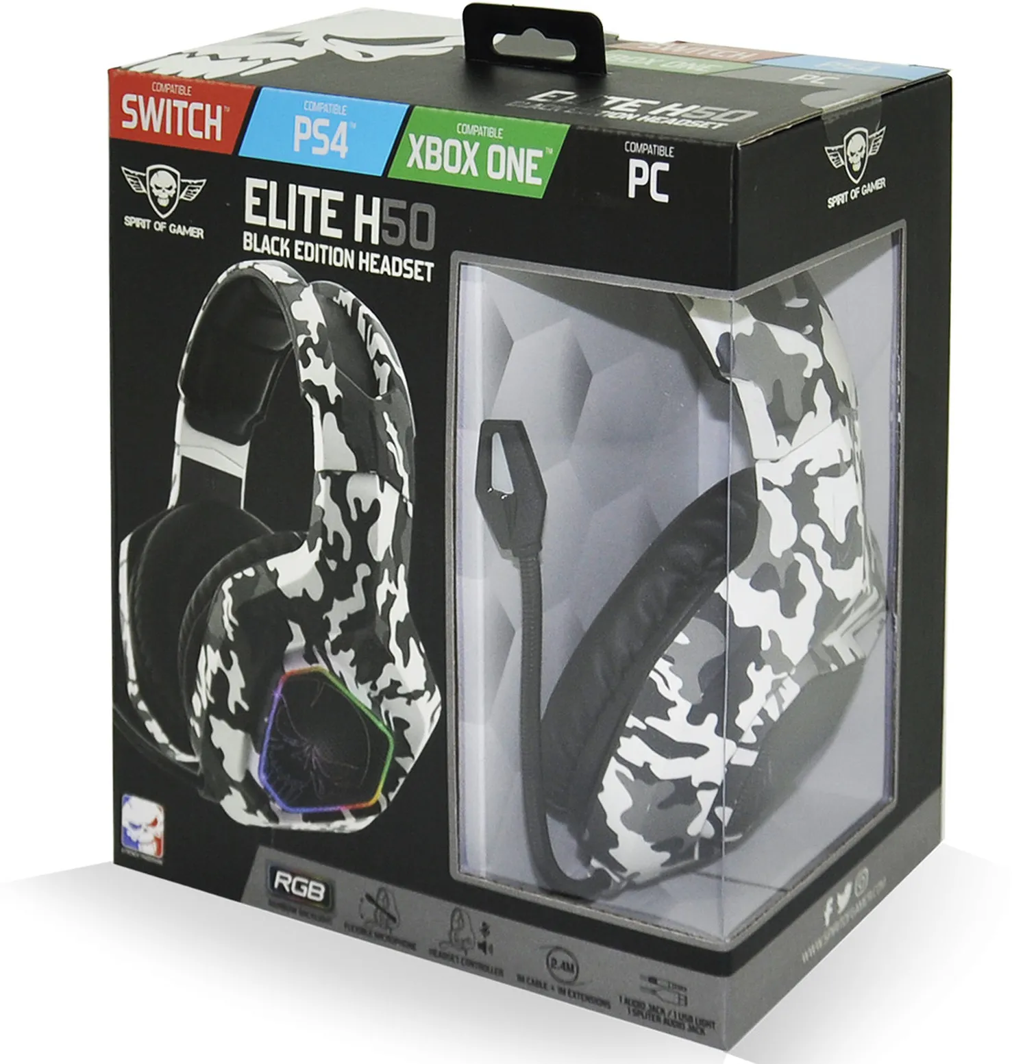 Casque Gamer filaire Spirit of Gamer Elite-H50 (Blanc)