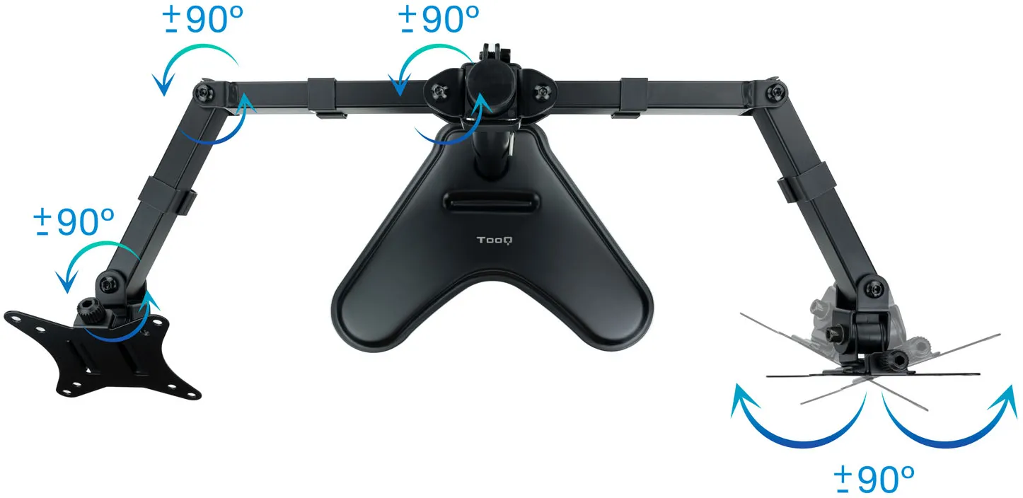 Support double-écran à poser Tooq DB1702TN 17"-32" (9kg max) (Noir)