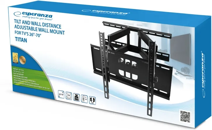 Support écran mural Esperanza Titan de 26" à 70" (55kg max)