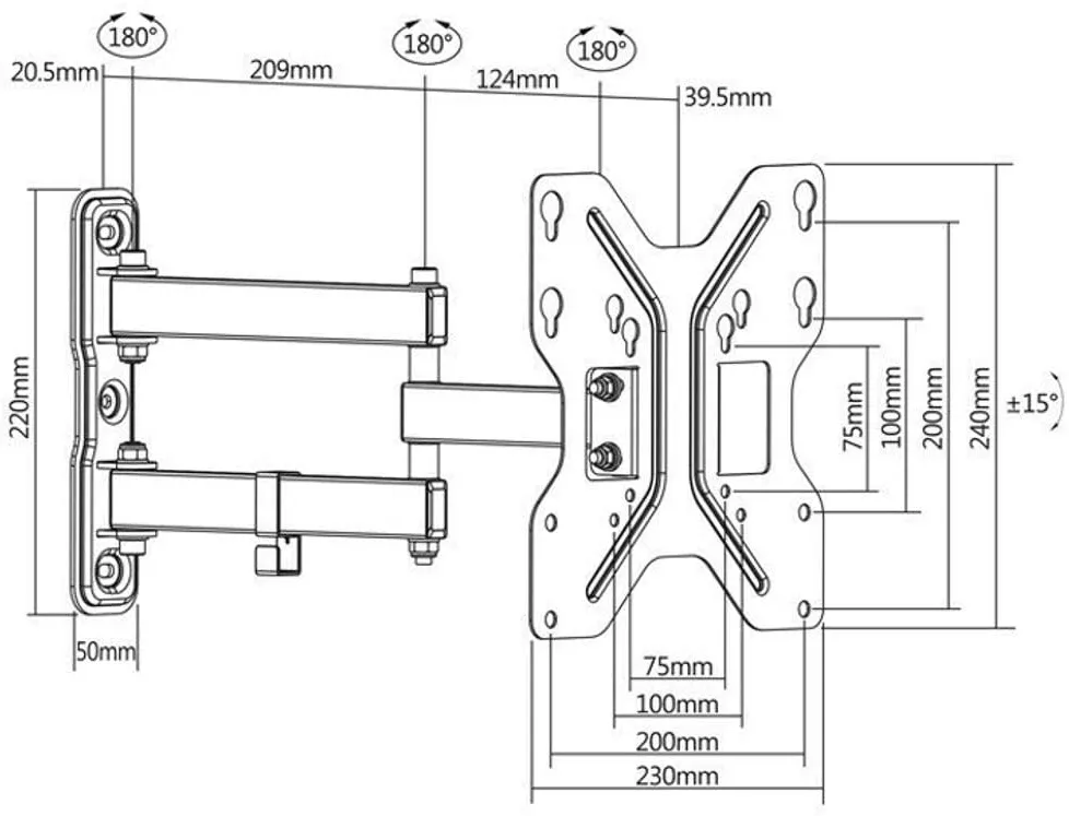 Support mural Maclean MC-648 pour écran plat de 23" à 42" (30kg max)