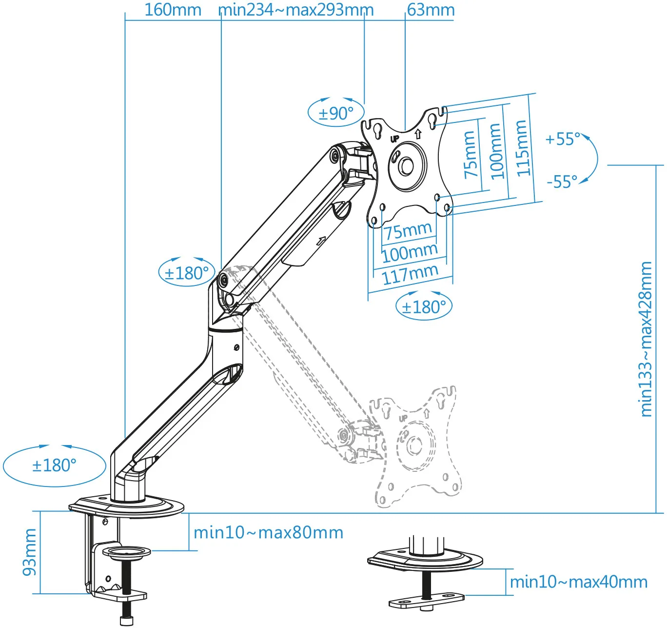 Support écran à fixer Tooq DB4032TNR 17"-32" (9kg max) (Blanc)