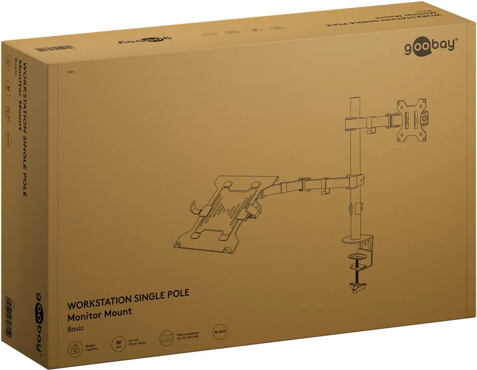 Support écran et ordinateur portable à fixer Goobay Flex 32" (12kg max)
