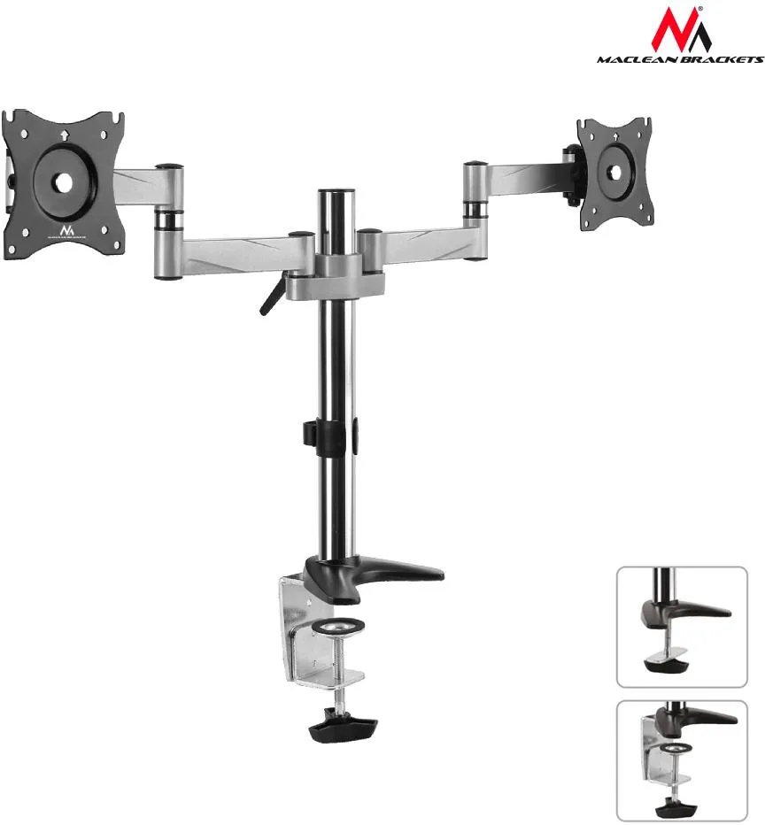 Support Double-écran à fixer Maclean MC-714 de 13" à 27" (8kg max)