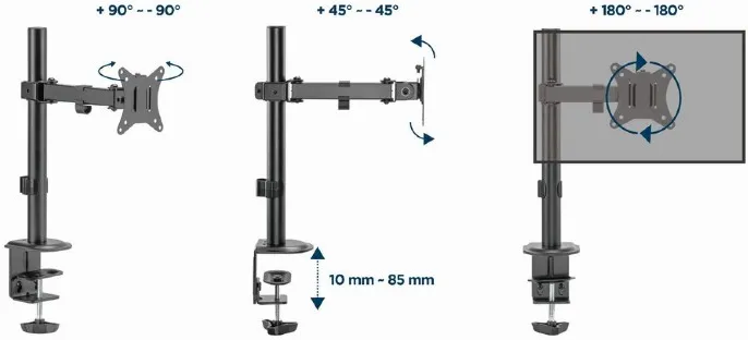 Support écran à fixer Gembird MA-D1-03 - 32" (8kg max) (Noir)