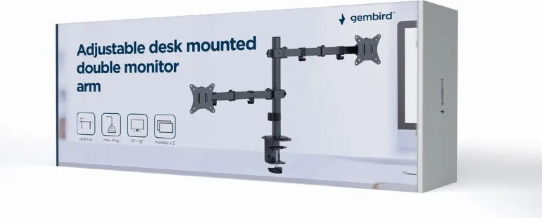 Support double-écran à fixer Gembird MA-D2-03 - 32" (9kg max) (Gris)