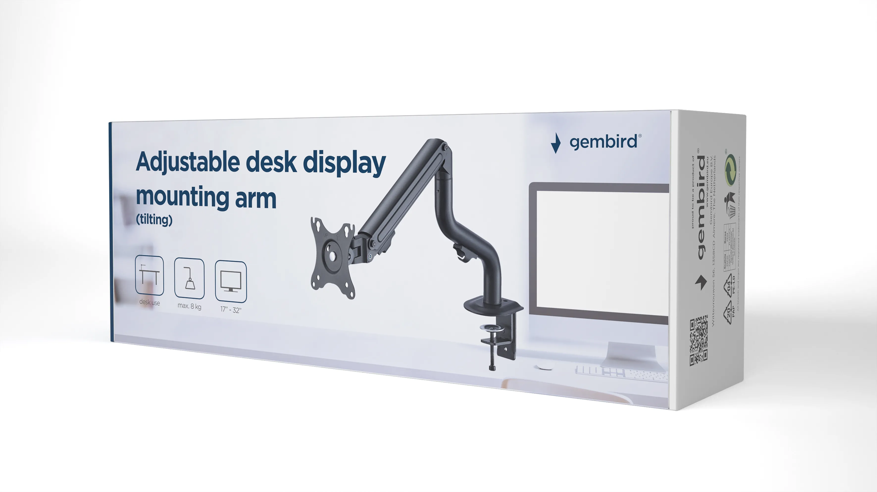 Support écran à fixer Gembird MA-DA1-02 - 32" (8kg max) (Noir)