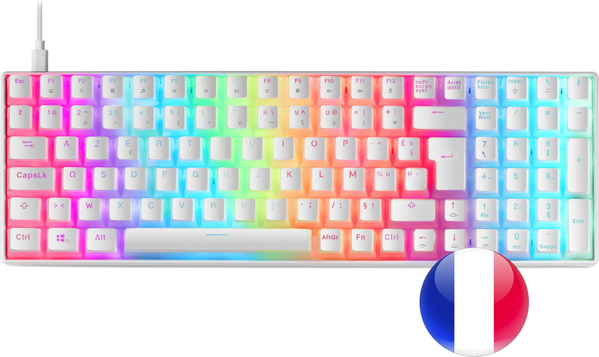 Clavier Gamer mécanique (Outemu Brown Switch) Mars Gaming MKUltra RGB (Blanc)