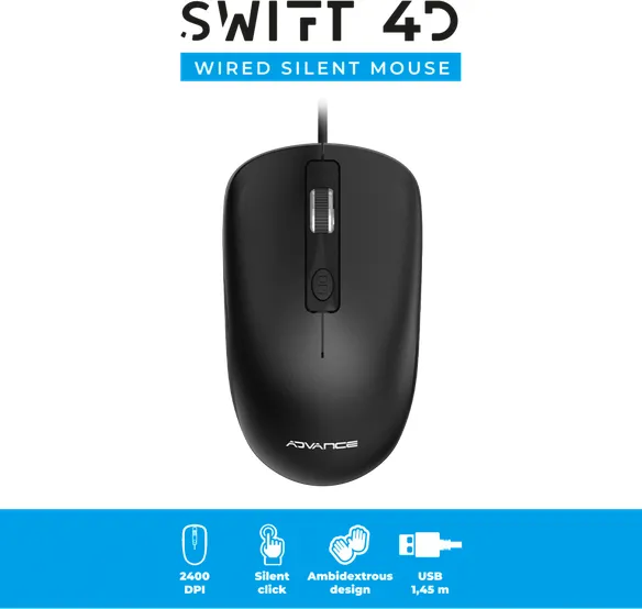 Souris filaire Advance Swift 4D (Noir)