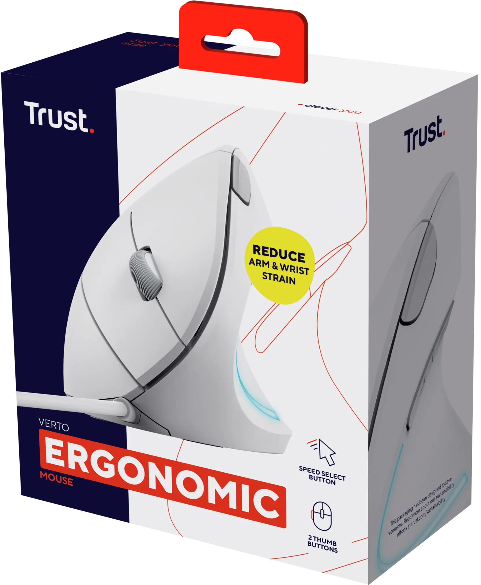 Souris filaire ergonomique Trust Verto (Blanc) 