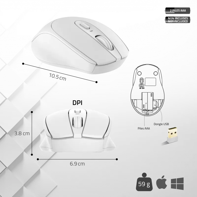 Souris sans fil Advance Feel (Blanc)