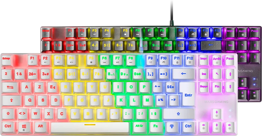 Clavier Gamer mécanique (Blue Switch) Mars Gaming MK80 RGB (Blanc)
