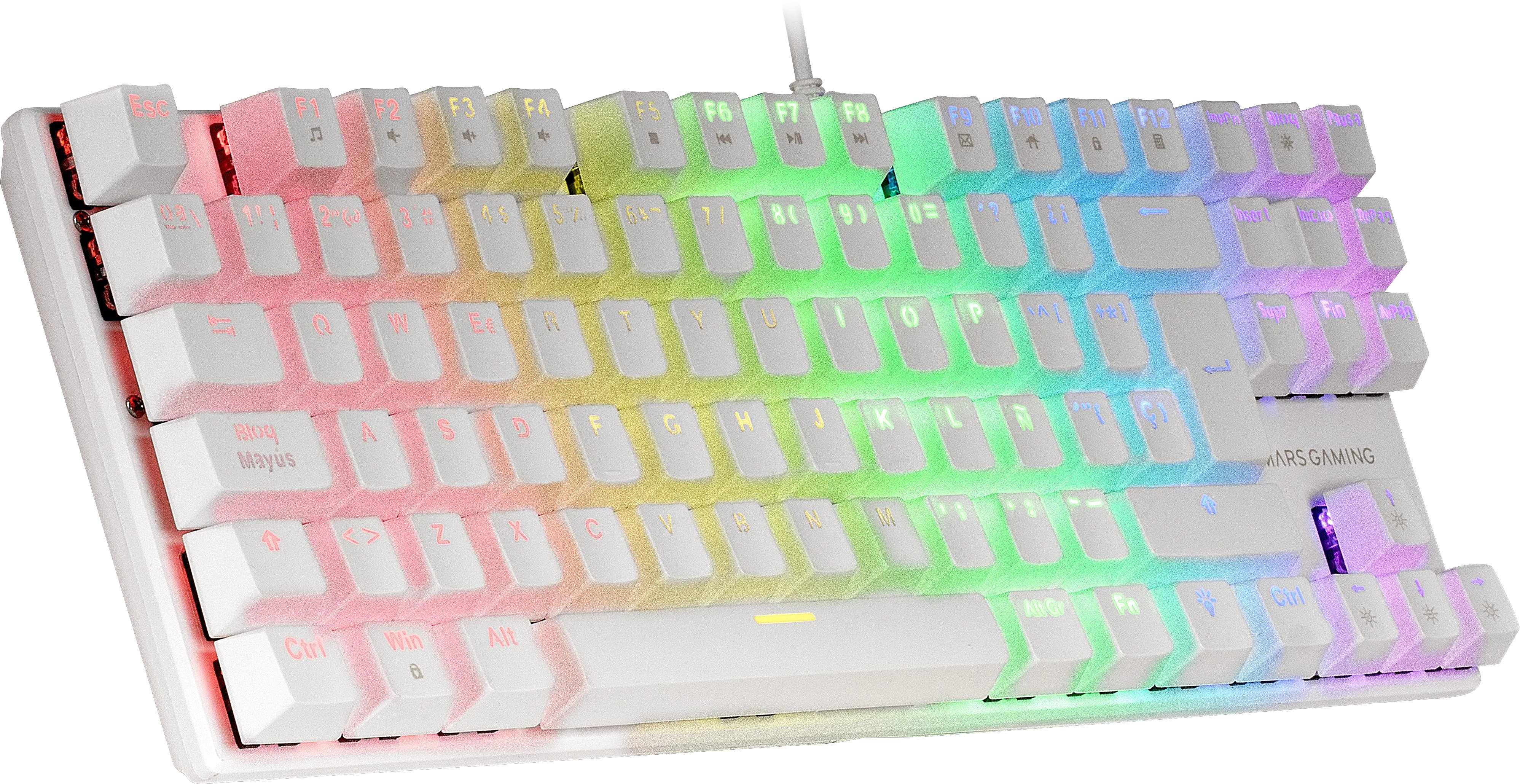 Clavier Gamer mécanique (Blue Switch) Mars Gaming MK80 RGB (Blanc)