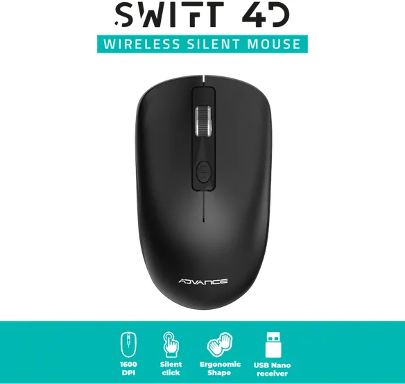 Souris sans fil Advance Swift 4D (Noir)