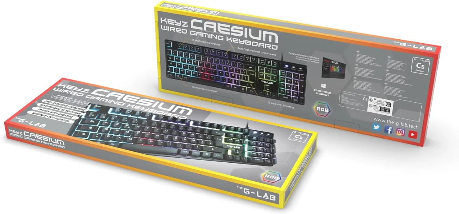 Clavier Gamer The G-Lab Keyz Caesium RGB (Noir)