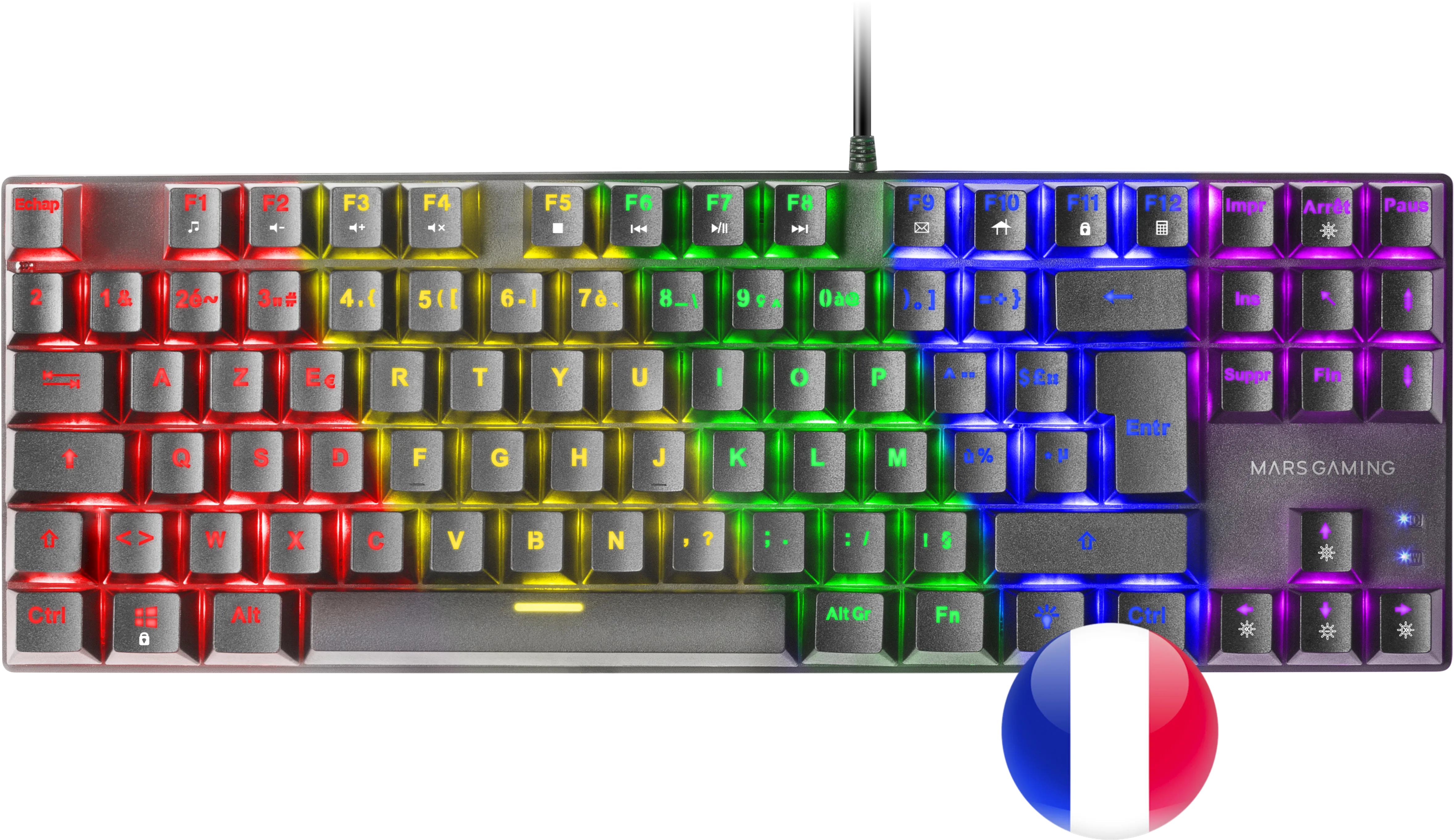 Clavier Gamer mécanique (Brown Switch) Mars Gaming MK80 RGB (Noir)