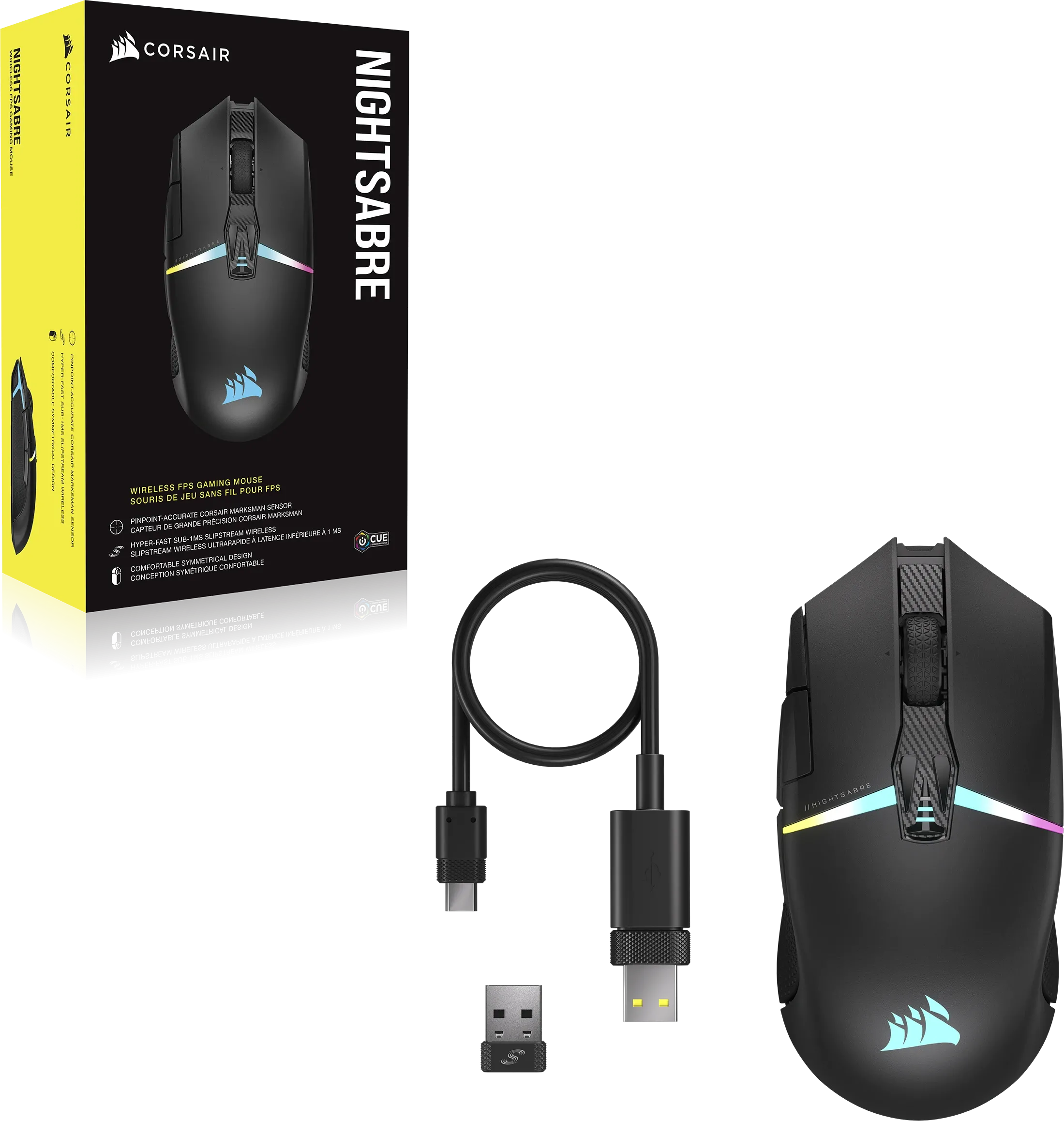 Souris sans fil Gamer Corsair NightSabre RGB (Noir)