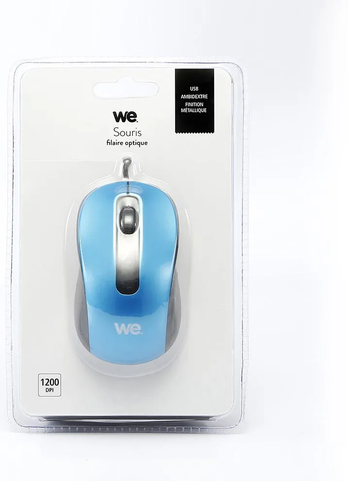 Souris filaire We USB (Bleu)