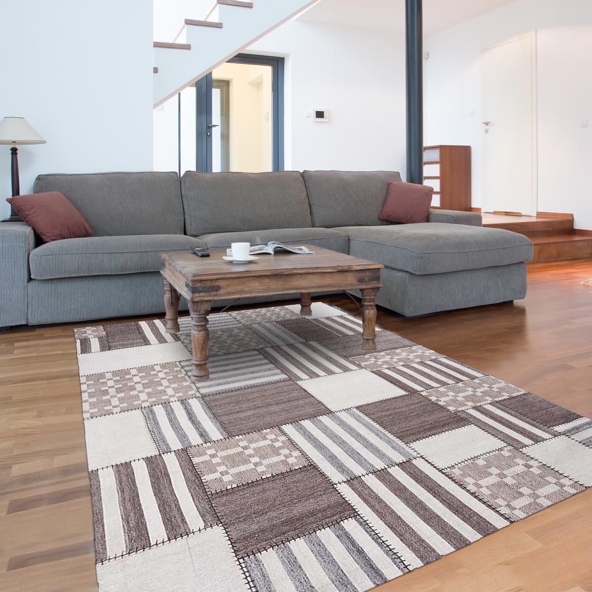 Tapis kilim tissé main en laine PATCHWINDIA Care&Fair