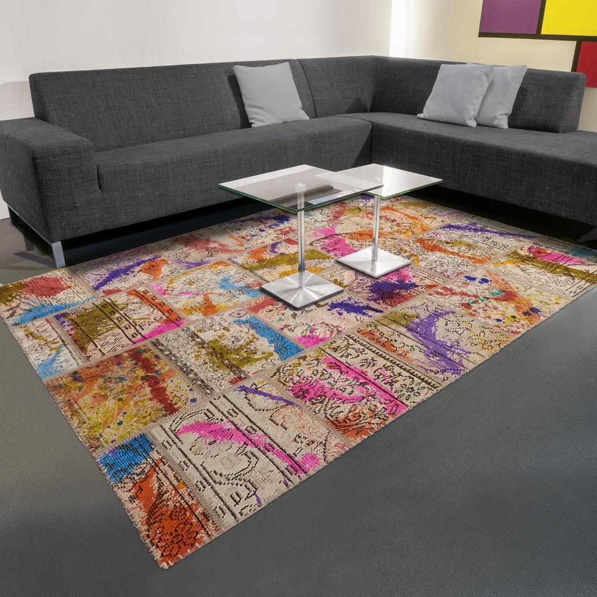 Tapis salon FM SPLASH PATCHWORK 1A2T en laine Fait main