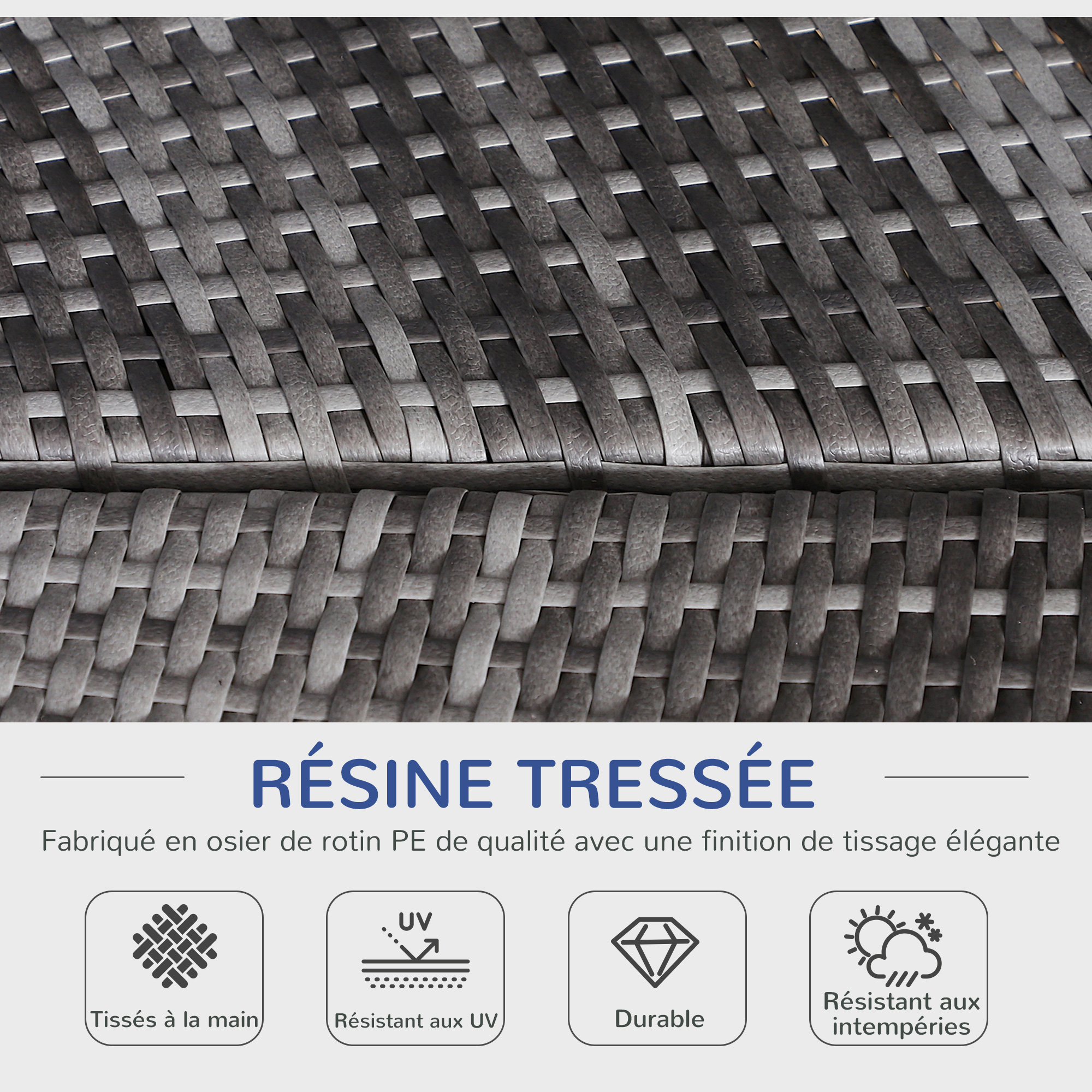 Lit canapé de jardin modulable grand confort résine tressée