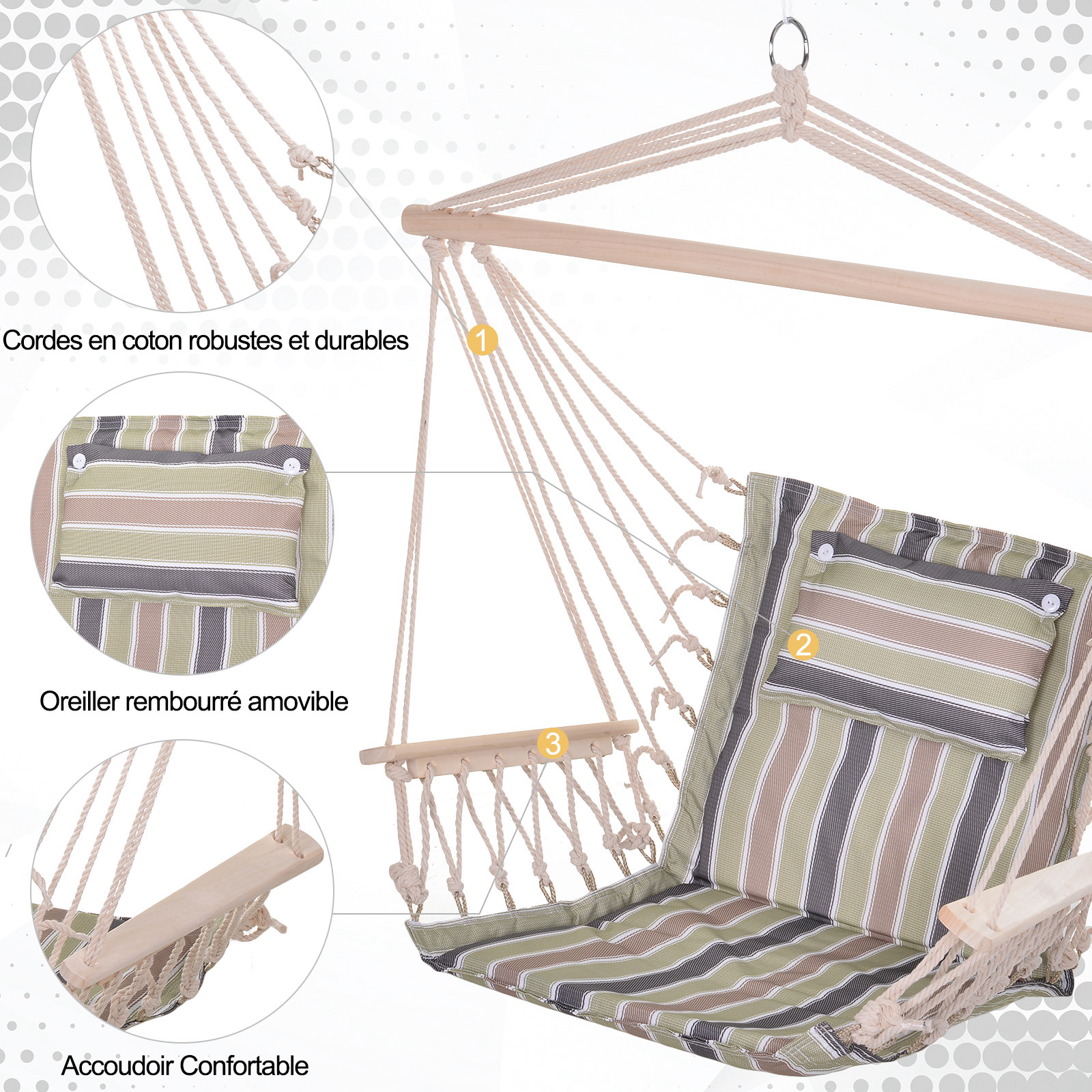 Chaise suspendue hamac de voyage multicolore