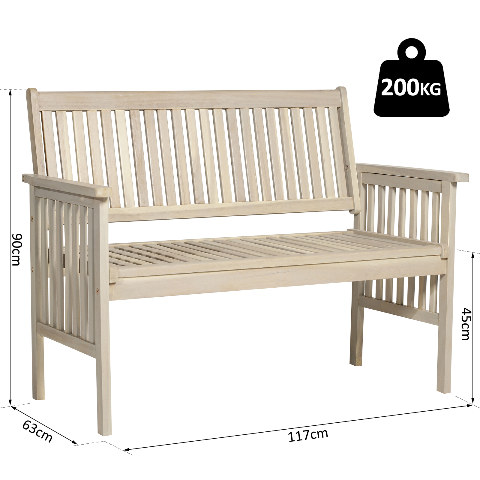 Banc de jardin 3 places bois massif d'acacia