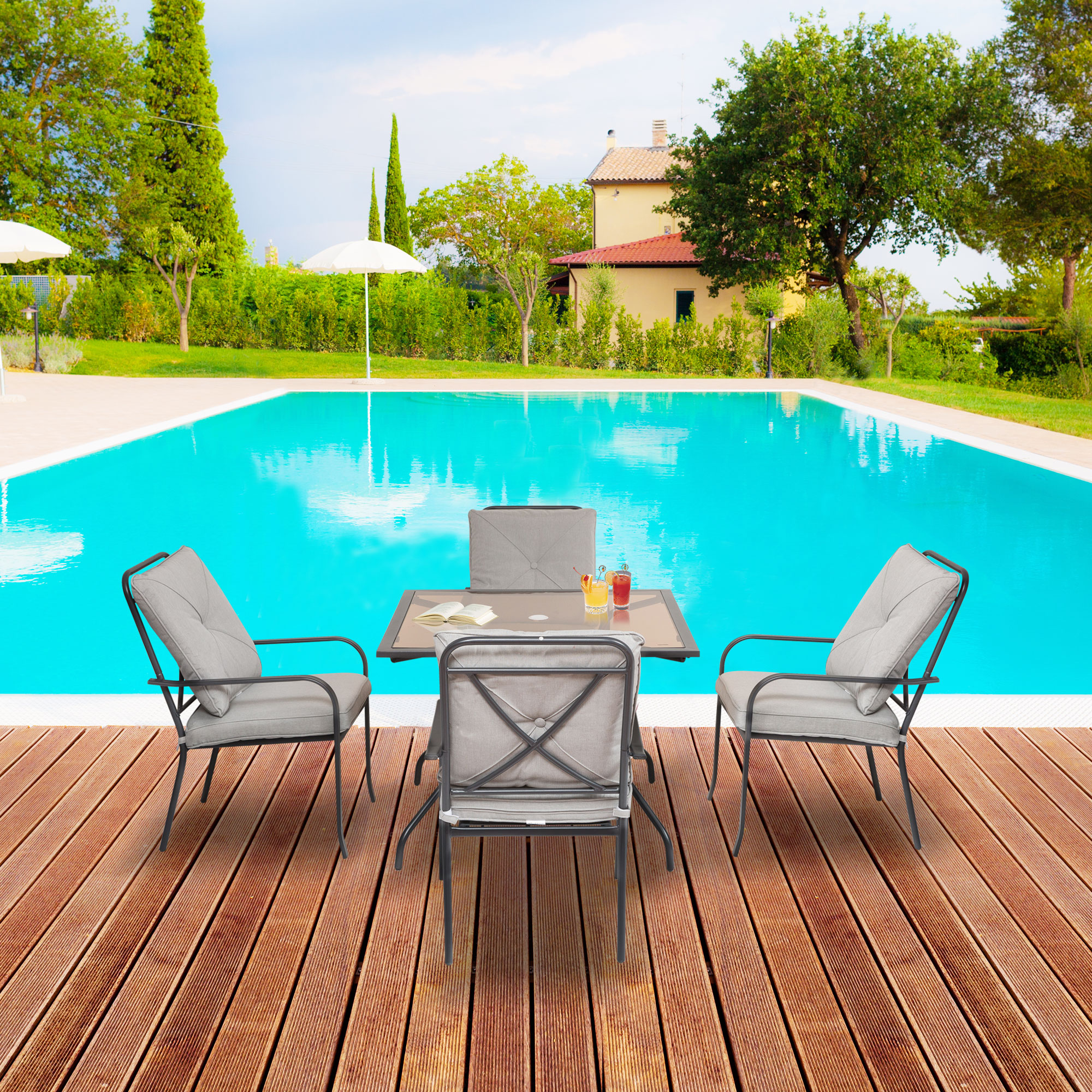 Ensemble de jardin 4 pers. 5 pièces style néo-rétro