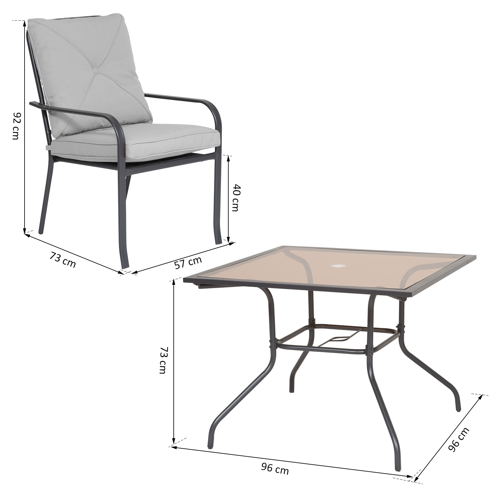 Ensemble de jardin 4 pers. 5 pièces style néo-rétro