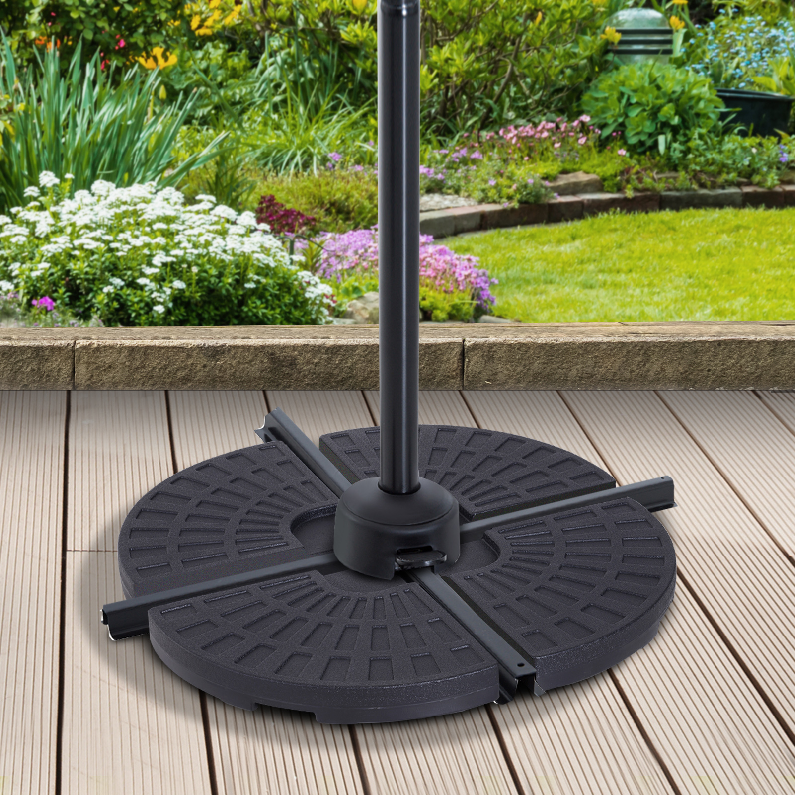 Lot de 4 poids de lestage pour parasol HDPE noir