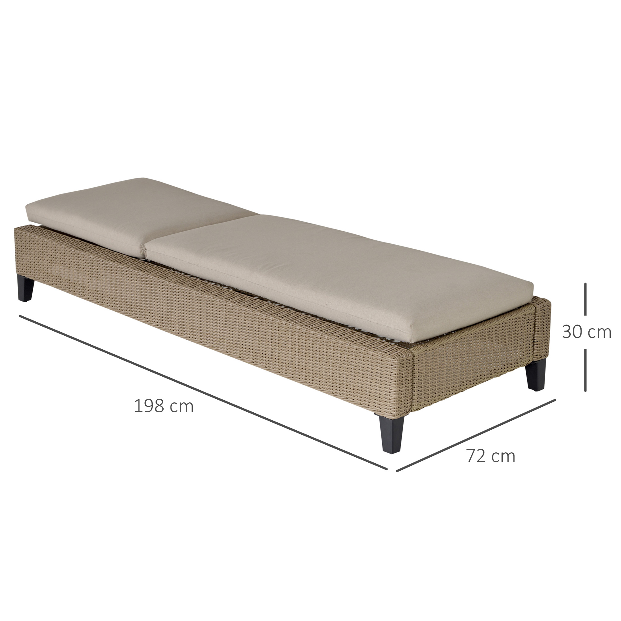 Bain de soleil inclinable grand confort en résine avec matelas