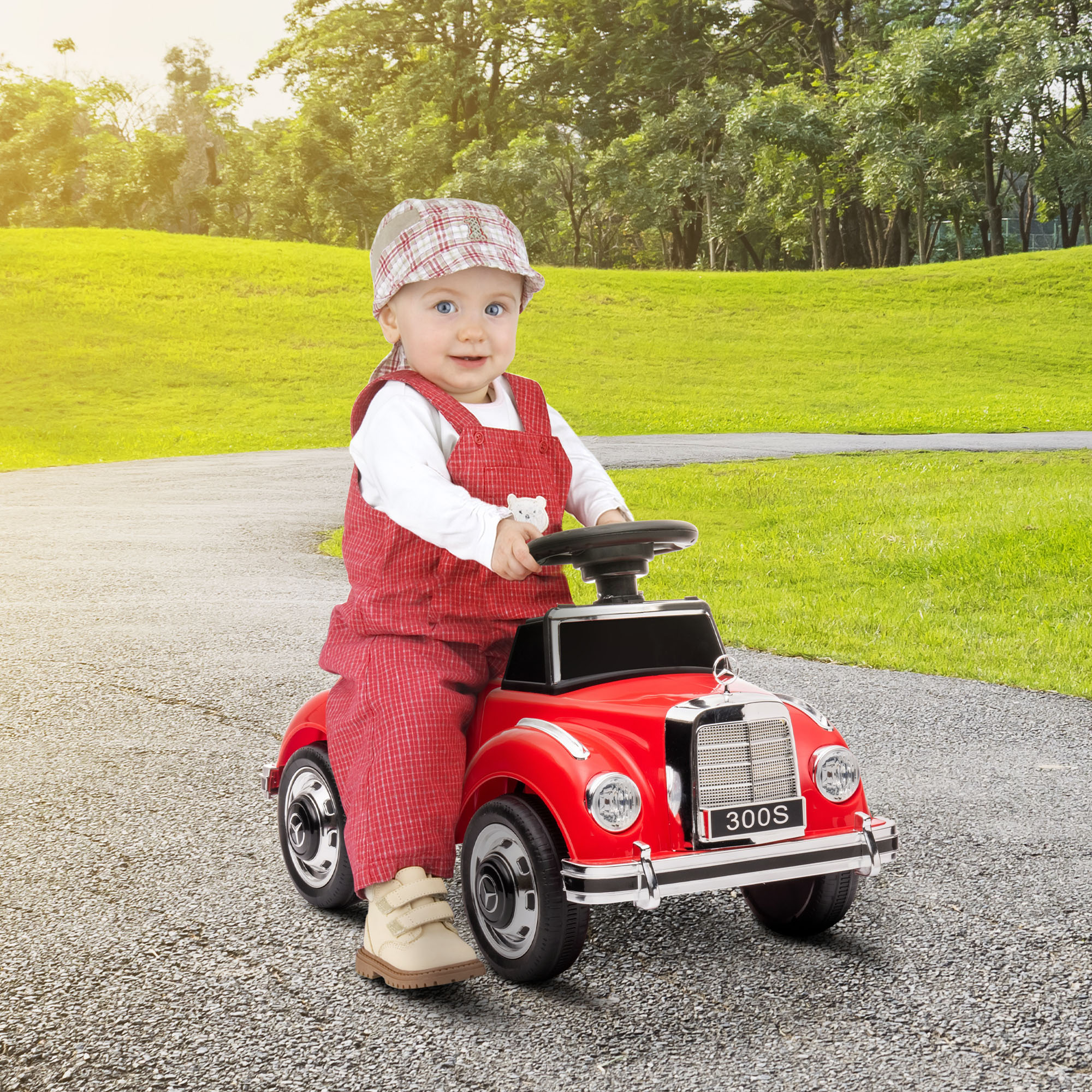 Porteur enfant voiture licence Mercedes-Benz 300S coffre butée arrière