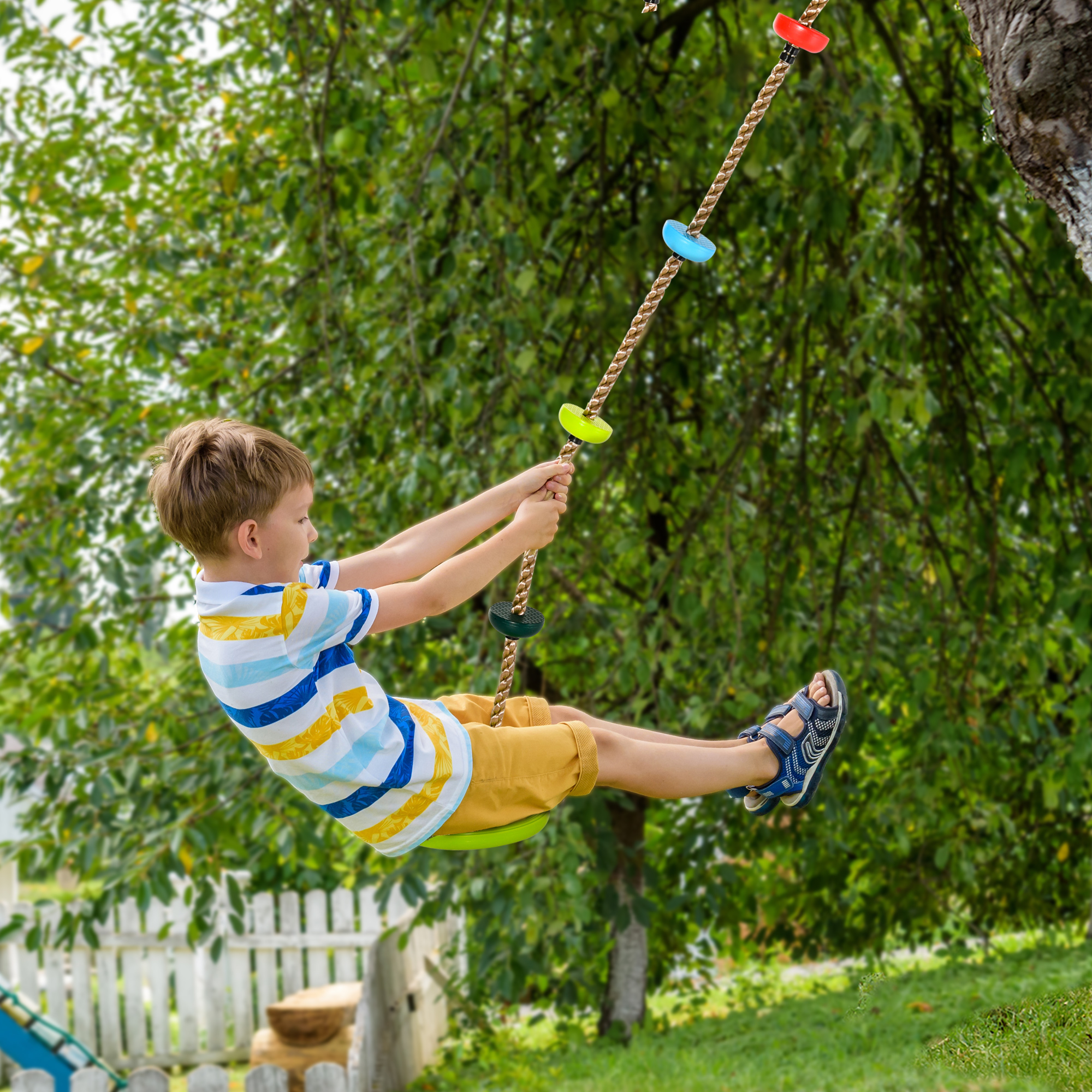 Corde d'escalade enfant avec siège de balançoire rond 2 m