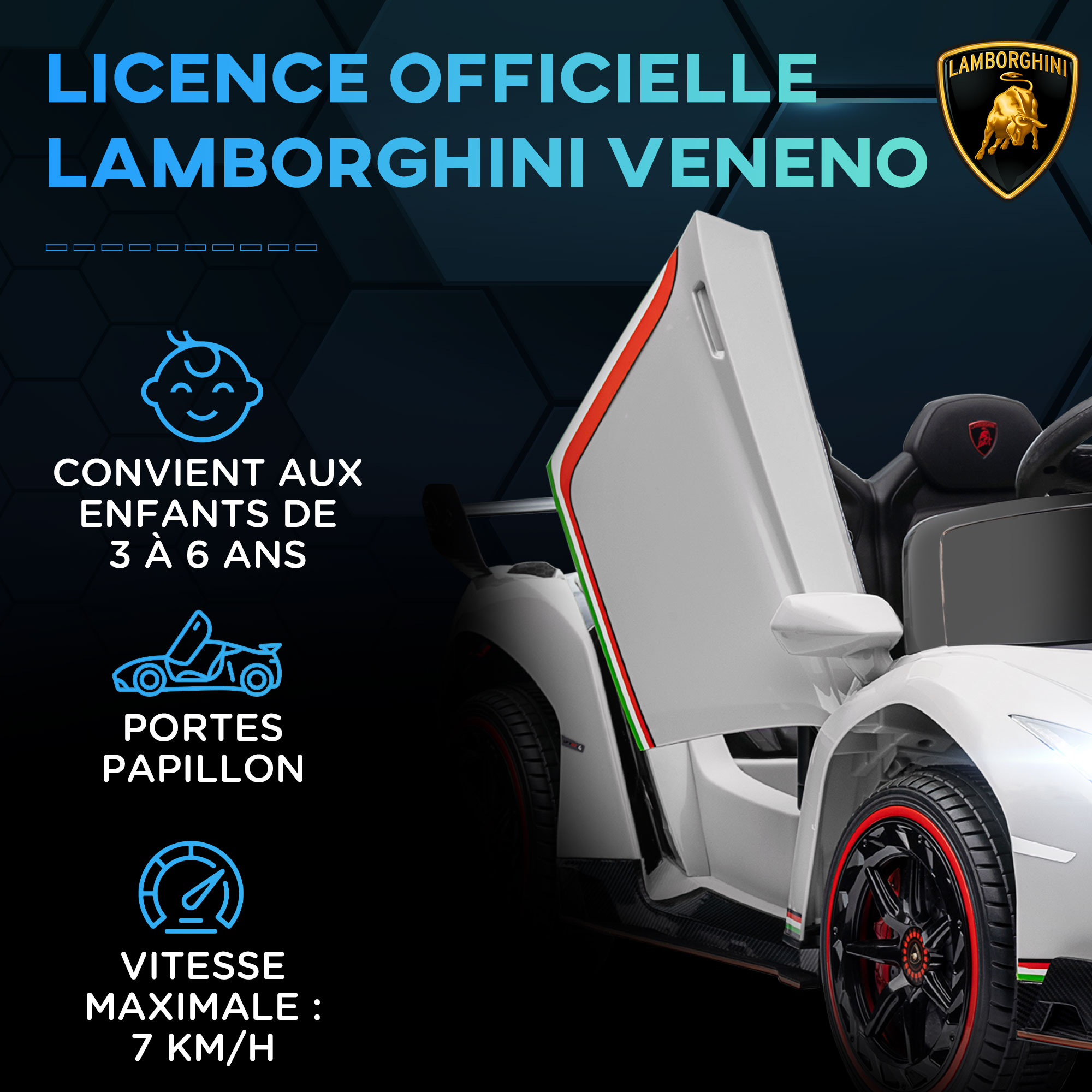 Voiture électrique enfant licence Lamborghini Veneno avec télécommande